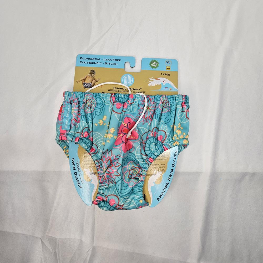 BNWT Charlie Banana Reusable Swim Diaper with Drawstring, Size Large